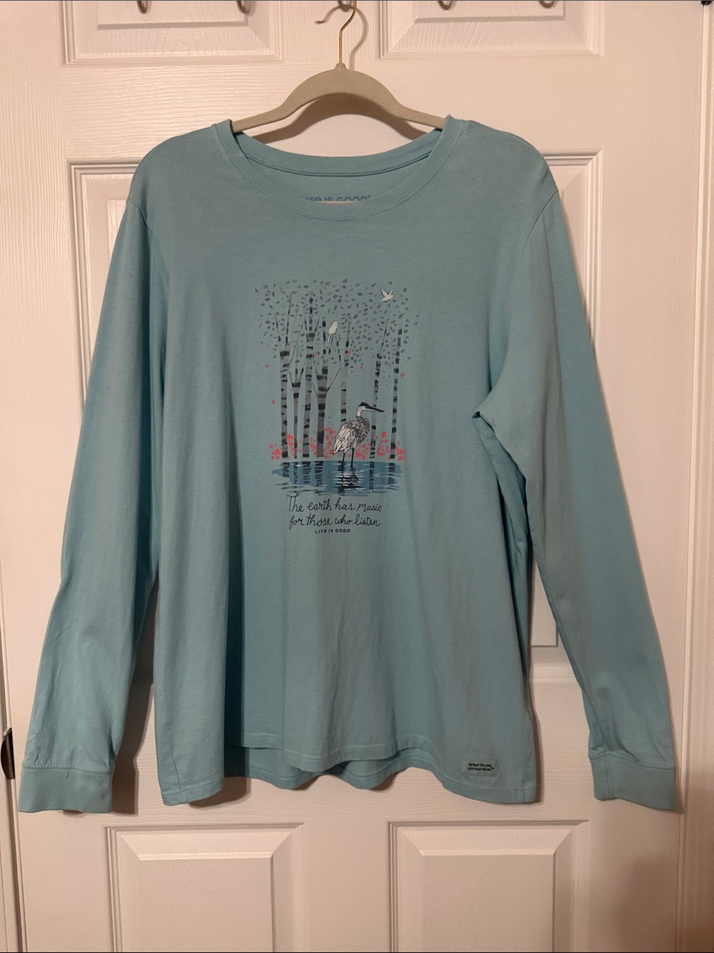 Life Is Good Light Blue Long-Sleeve Graphic Tee